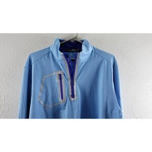 RLX Ralph Lauren Golf 1/4 Zip Blue Herringbone Stretch Wicking Men's Size L